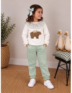 Chándal Niña Oso Verde