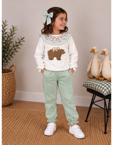 Chándal Niña Oso Verde