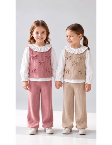 Conjunto Niña Lazos Camiseta Cuellos Felpado...