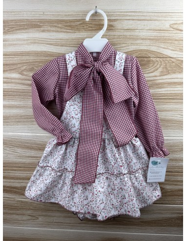 Pichi Flores Camisa Vichy Burdeos 27236