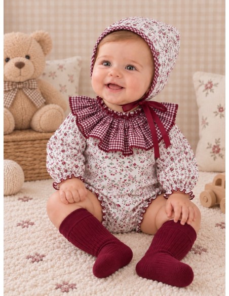 Pelele Cuello Vichy Burdeos 27235