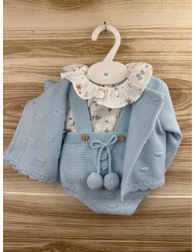Conjunto Lana 3 Piezas Celeste