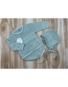 Conjunto Lana AF9952 Verde Empolvado/Blanco