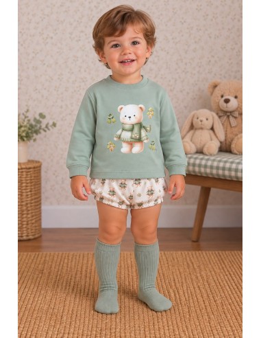 Conjunto Braguita Oso Bufanda Verde 10942