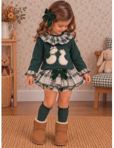 Conjunto Falda Braguita Patitos Verde 11048