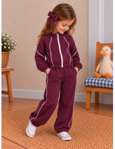 Conjunto Ballow Tejido Capa de Aire Burdeos