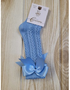 Calcetin Alto Calado Lazo Azul Capri 31952