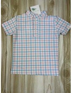 Polo Vichy Rosa Celeste 217